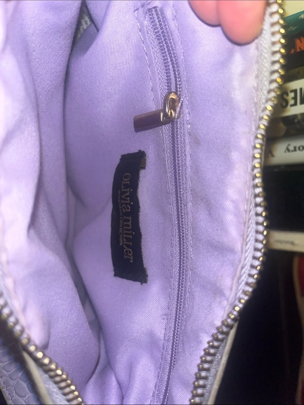 Lavender Croc-Embossed Shoulder Bag - Olivia Miller